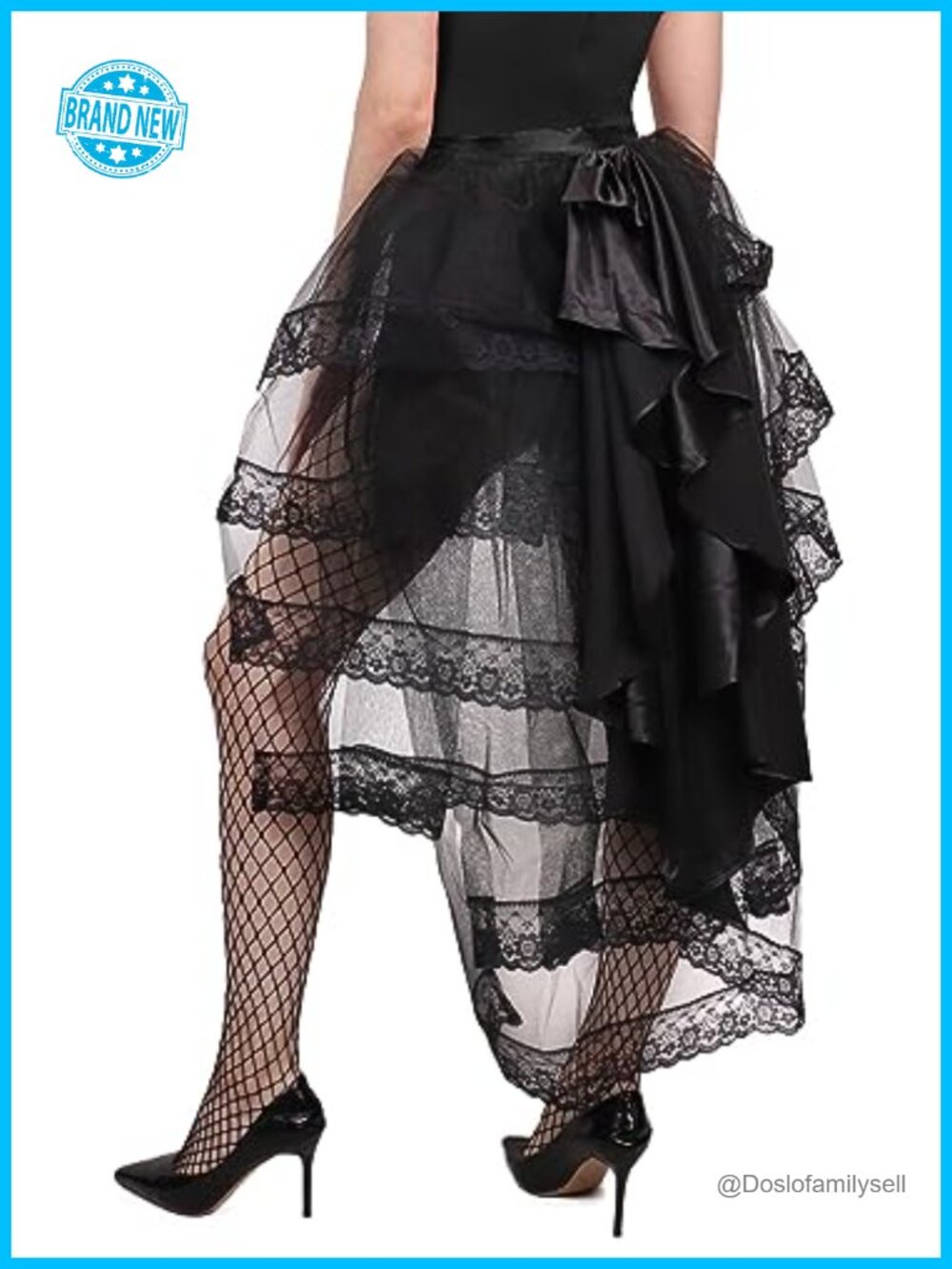 Gothic Steampunk Tulle Bustle Skirt Lace Victorian Tie-On Halloween Costume